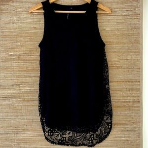 Small lace black sleeveless two-layer top.
